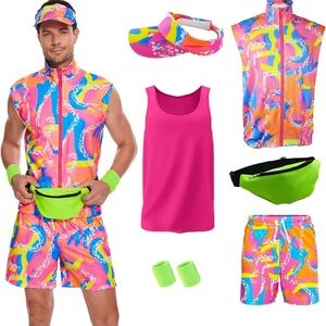 mens large Ken barbie costume (outfit, wig, wrist bands, visor only)